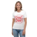 Women's T-shirt with the motivational slogan 'Grind Now Shine Later,' symbolizing empowerment and hard work.